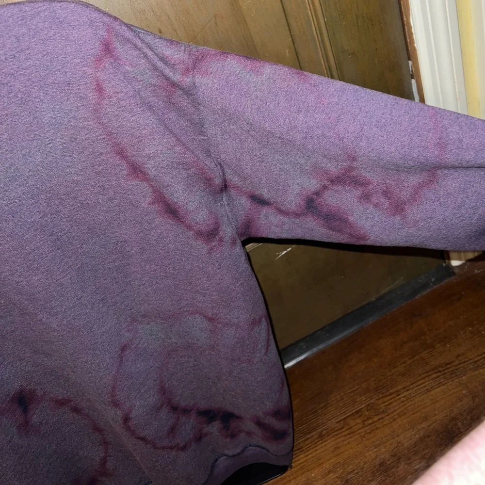Vintage Hanes Sunburst Tie-Dye Purple Gray Long Sleeve Pullover Sweater Size L - Picture 8 of 14